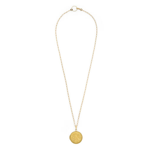 Engraved flower locket necklace